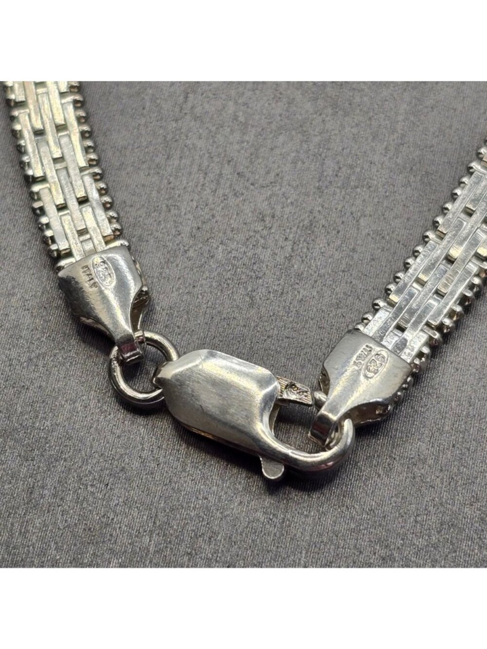Sterling Silver Woven Link Necklace 18" 5mm Chain Signed MBC Italy 28g - Picture 9 of 12